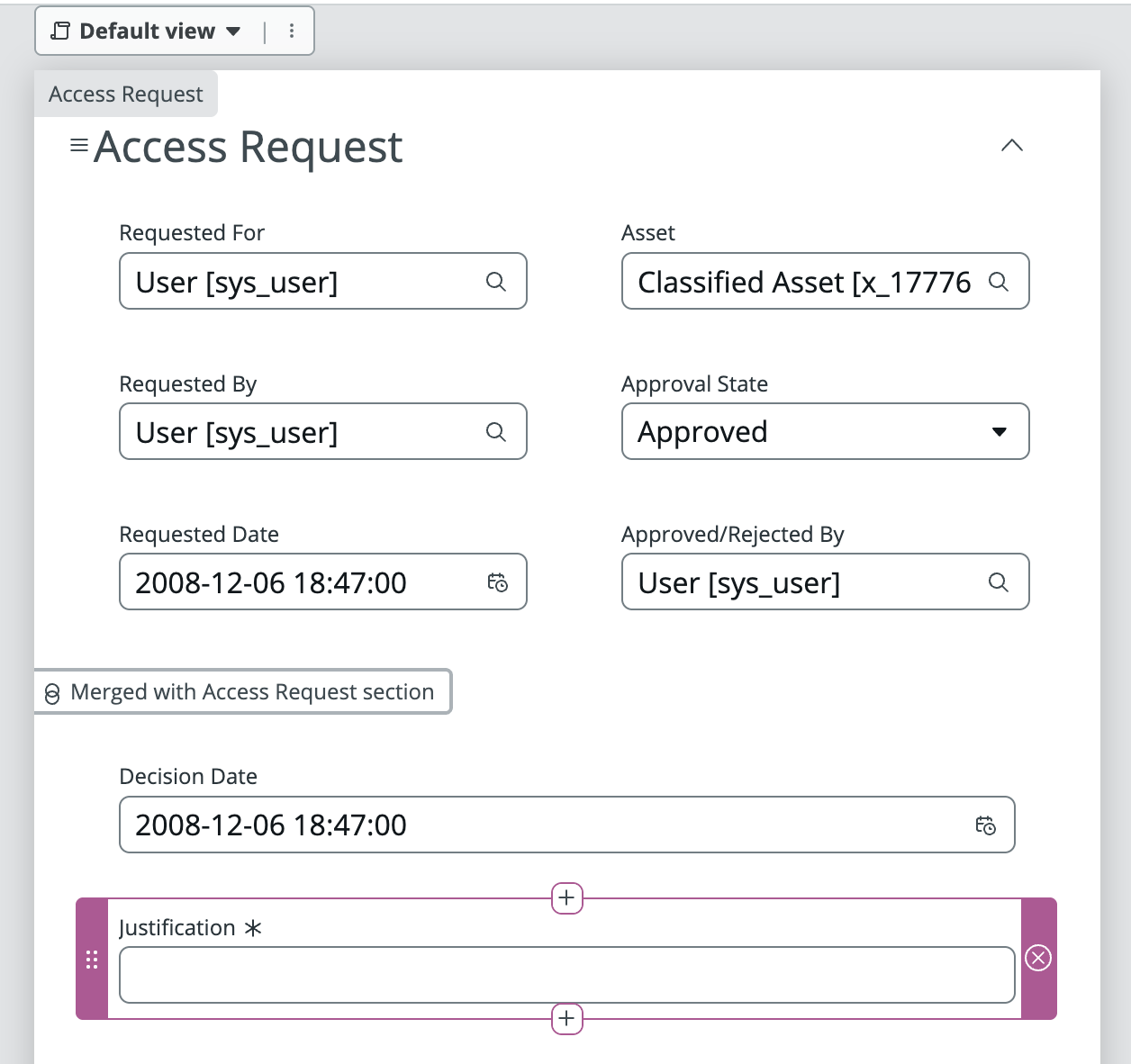 Access Request form builder