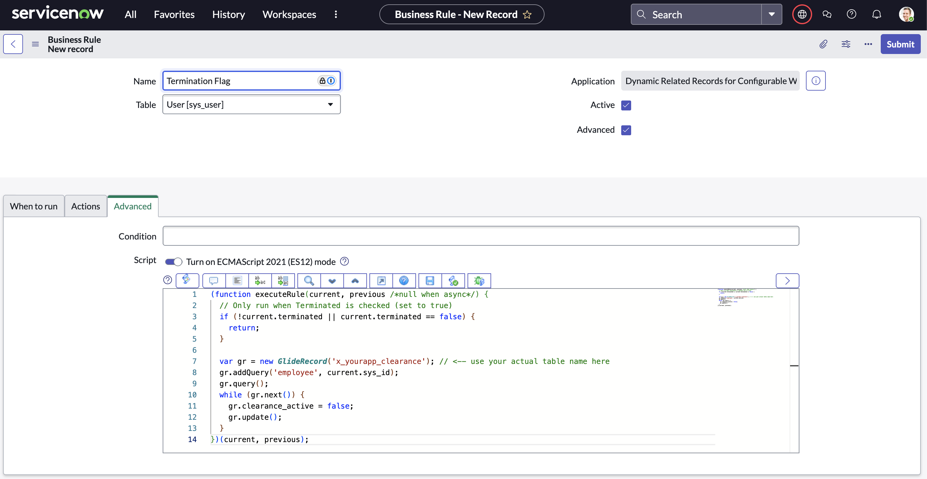 Termination flag logic